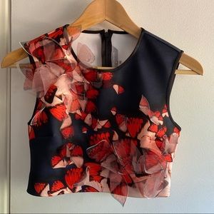 Clover Canyon 3D butterfly neoprene crop top XS